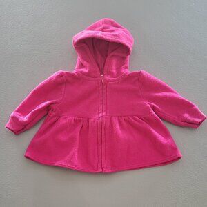 Garanimals Baby Girl Pink Fleece Hooded Jacket 0-3M Zip Up Peplum Coat